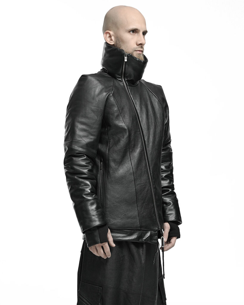 The Leather Diagonal Zip Winter Jacket MINOAR.COM | Official Website ...