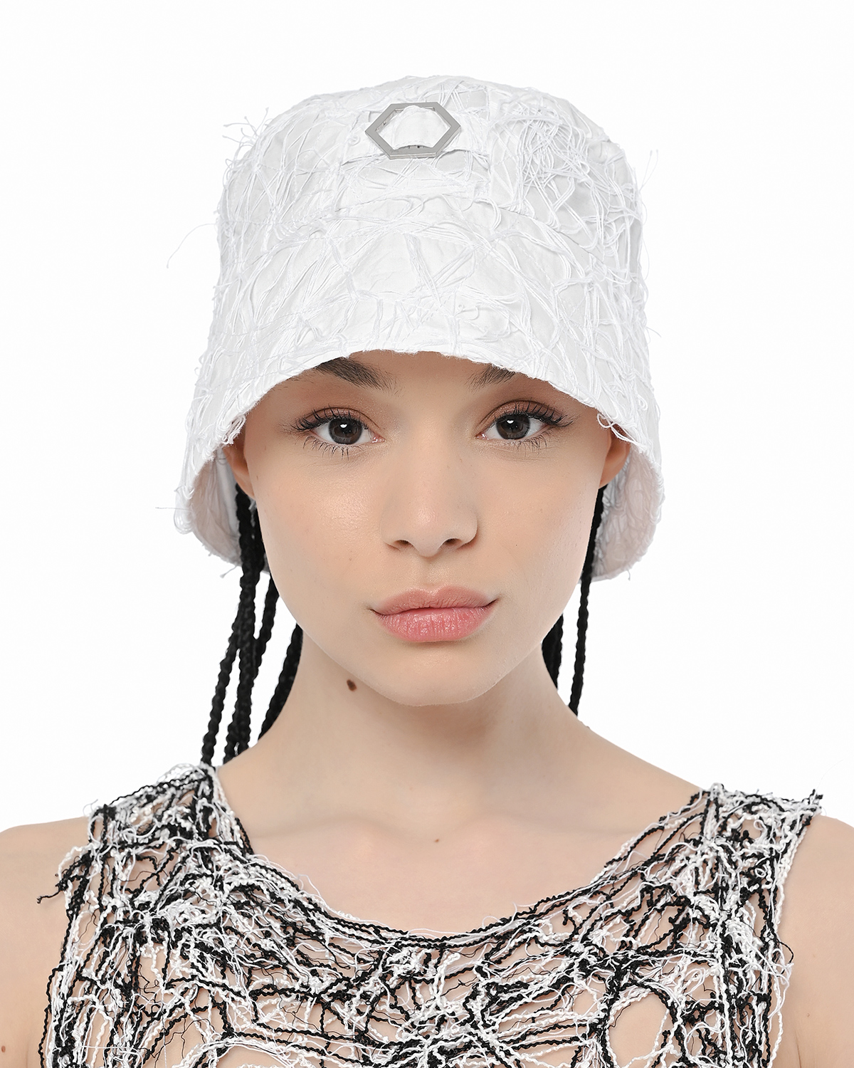 Cotton Metal Poplin Bucket Hat - White