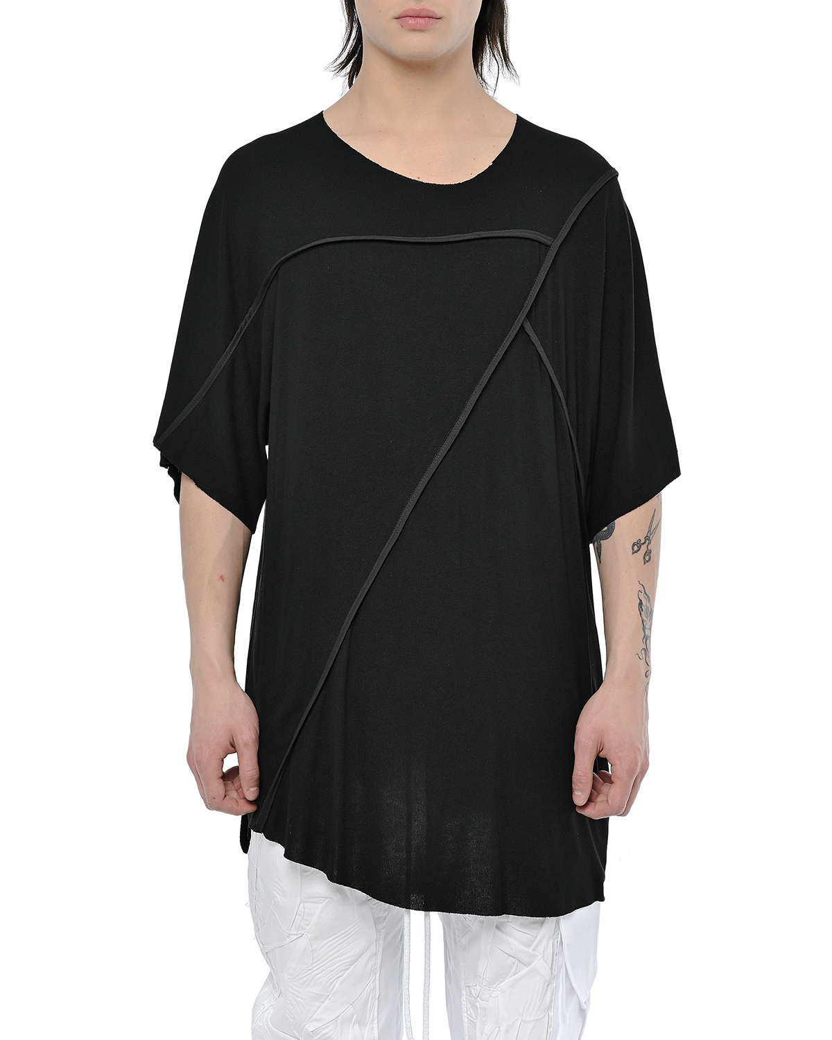 Loose Asymmetric Panel T-shirt