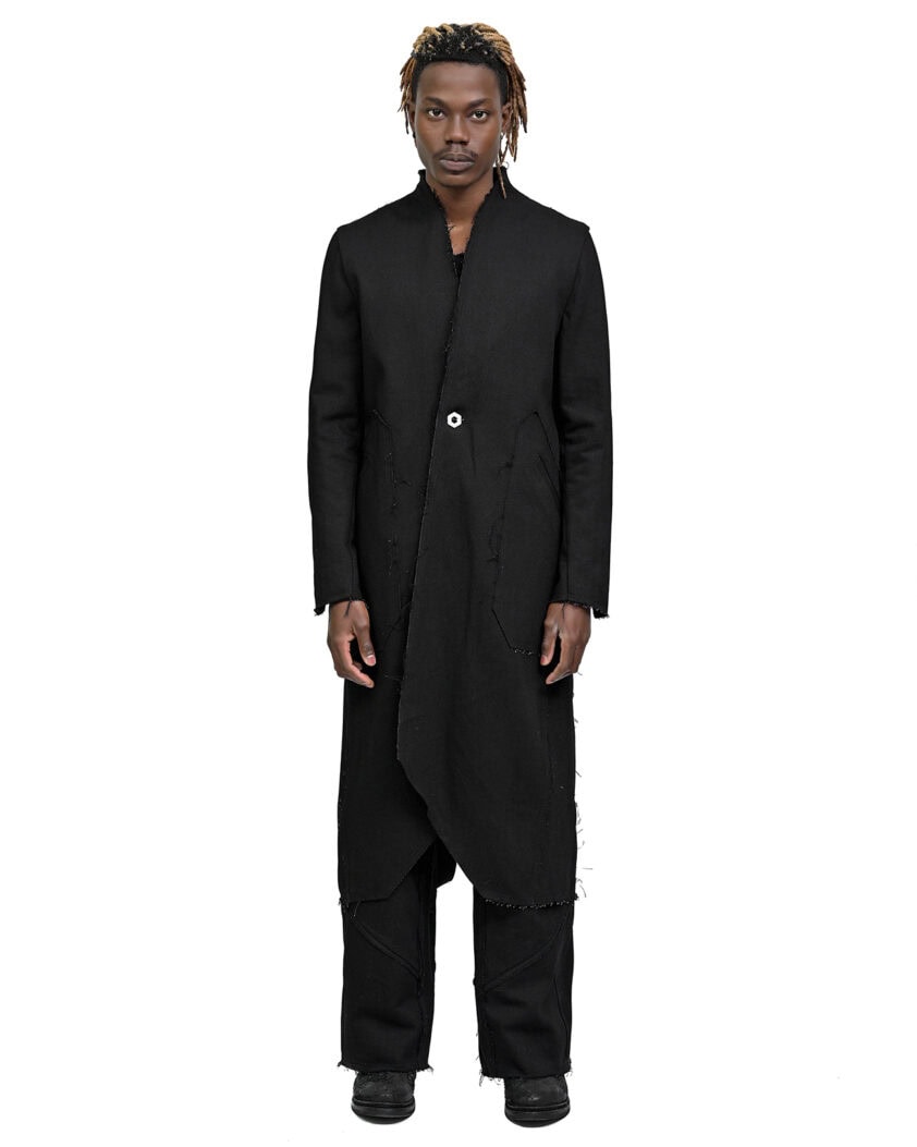 Black Long Denim Hexa Coat