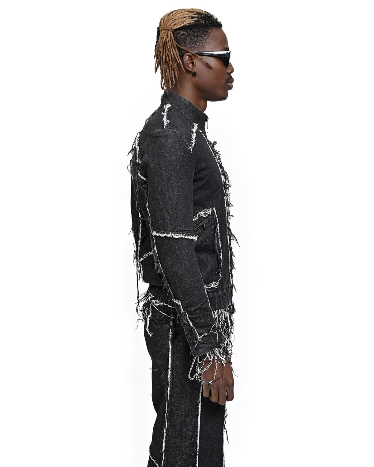 String Denim Raw Edge Jacket