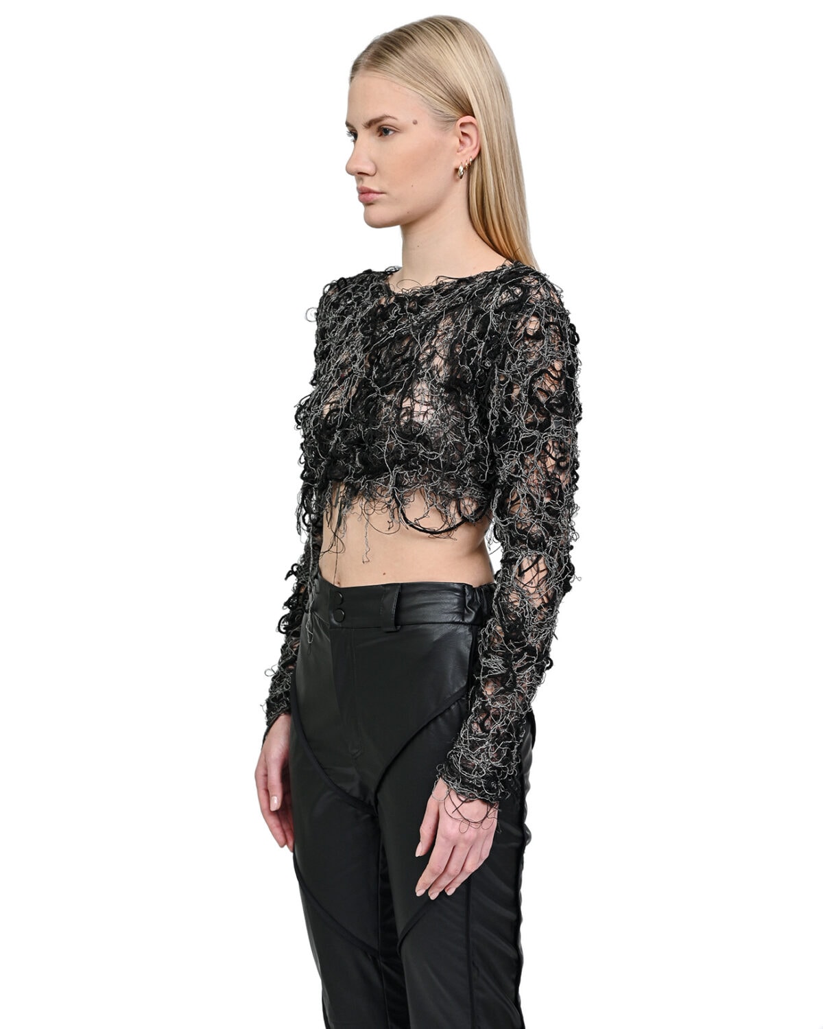 Fiber Bond String Crop Cut Sweater
