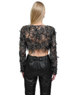 Fiber Bond String Crop Cut Sweater