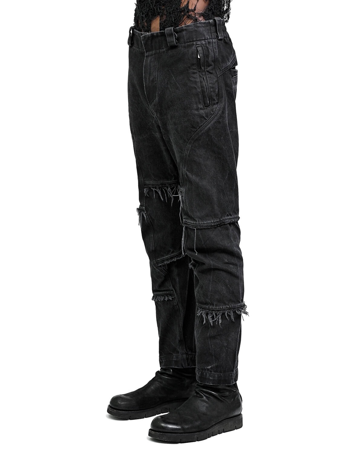 String Denim Wash Curve Hose