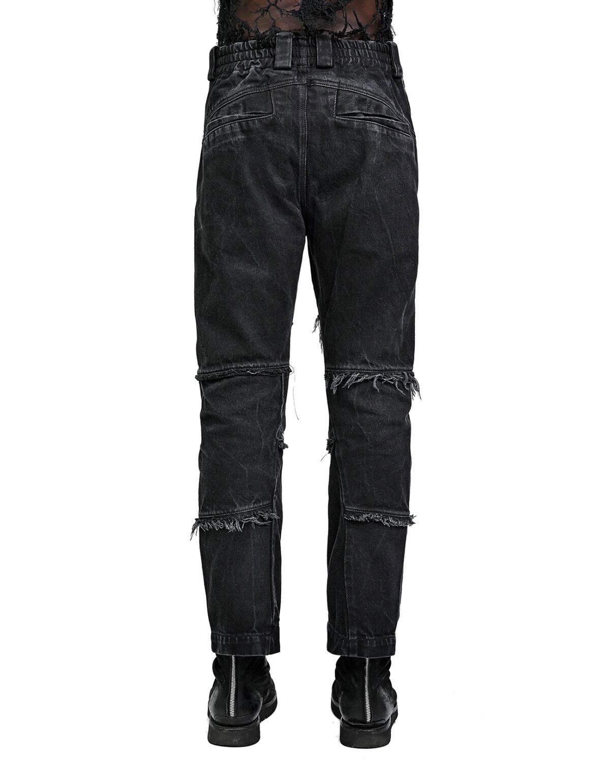 String Denim Wash Curve Trousers