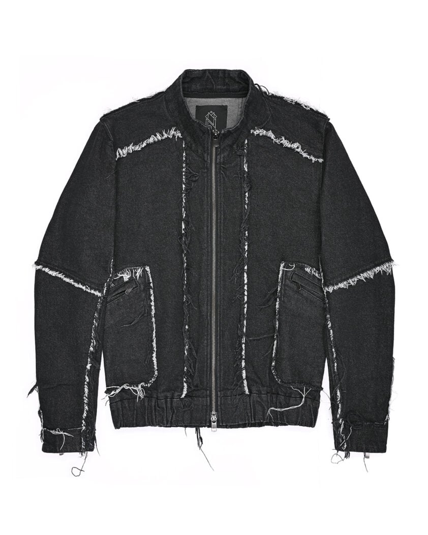 String Denim Raw Edge Jacket