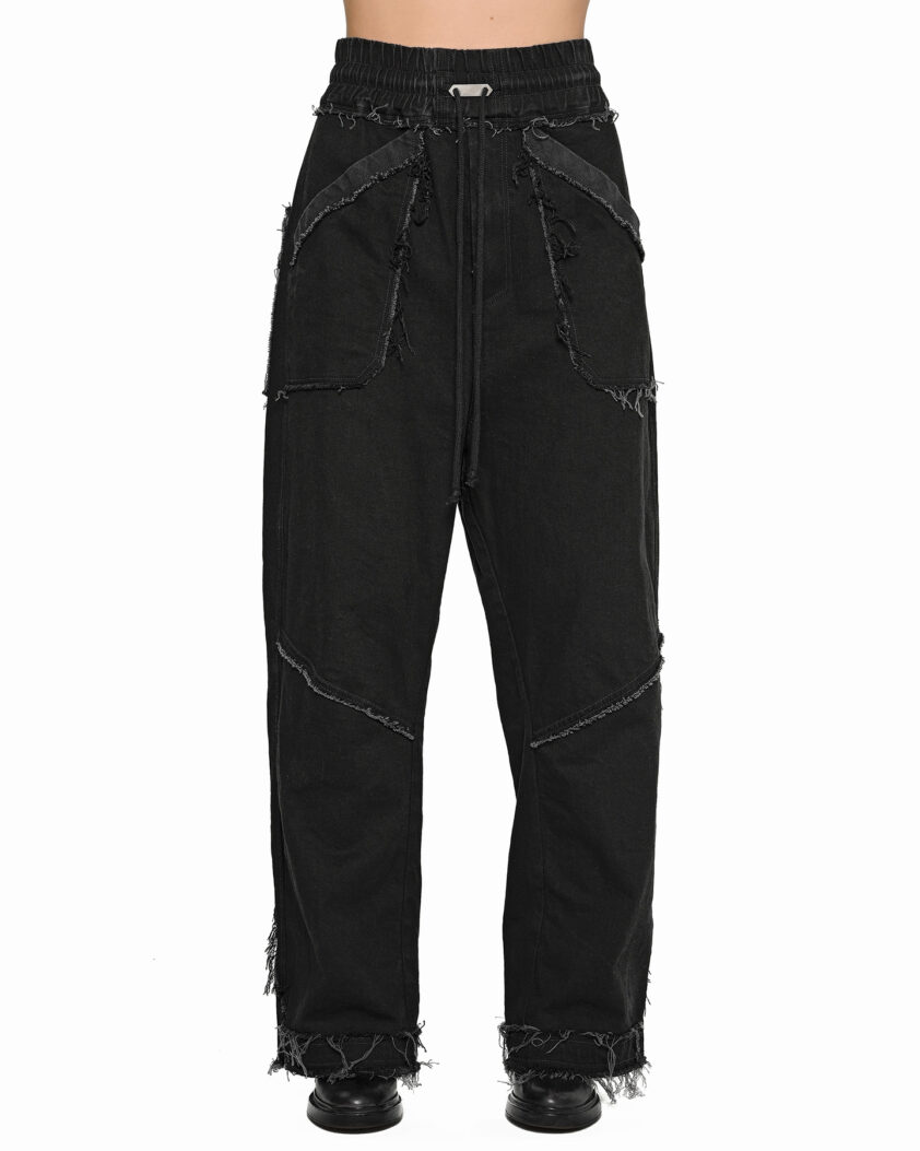 Multi-Cut Denim Washed Pants