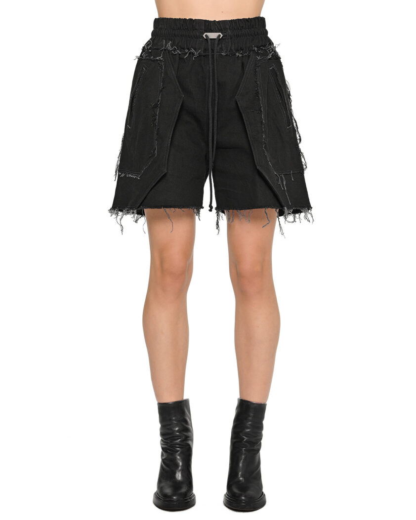 Multi-Cut Denim Washed Shorts