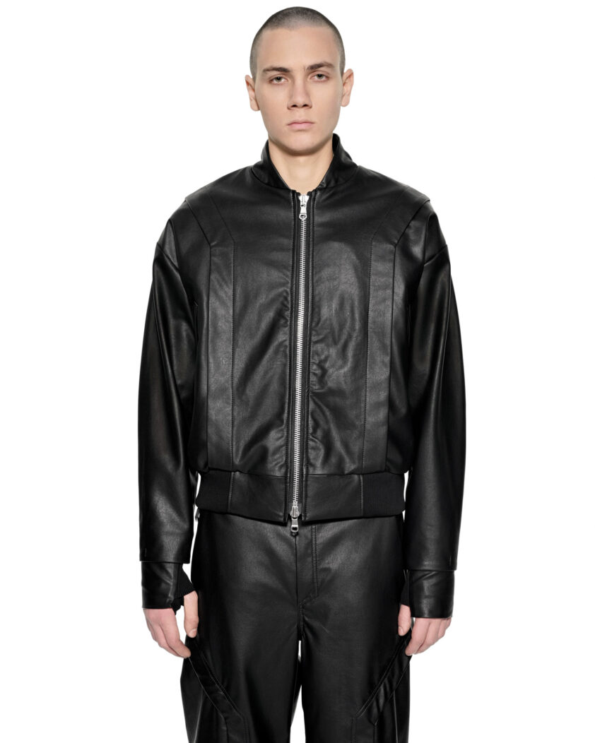 Apex Leather Segment Bomber Jacket