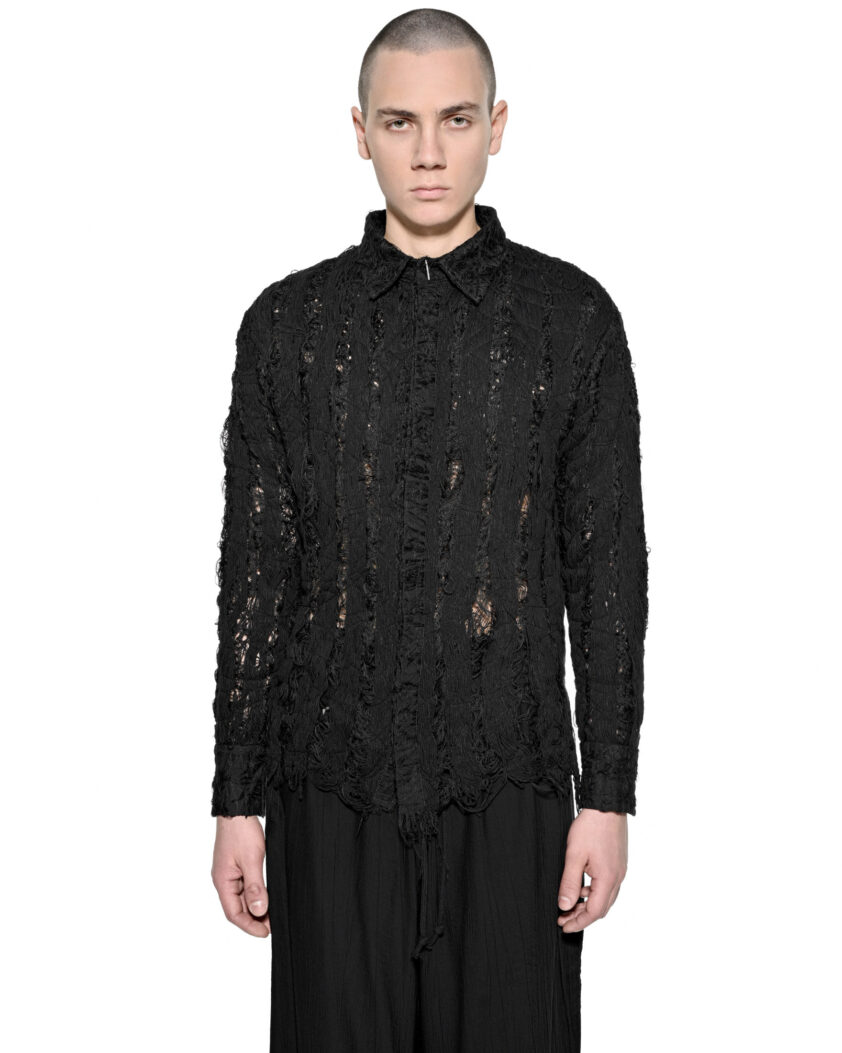 Filamentous Collar Dark Shirt