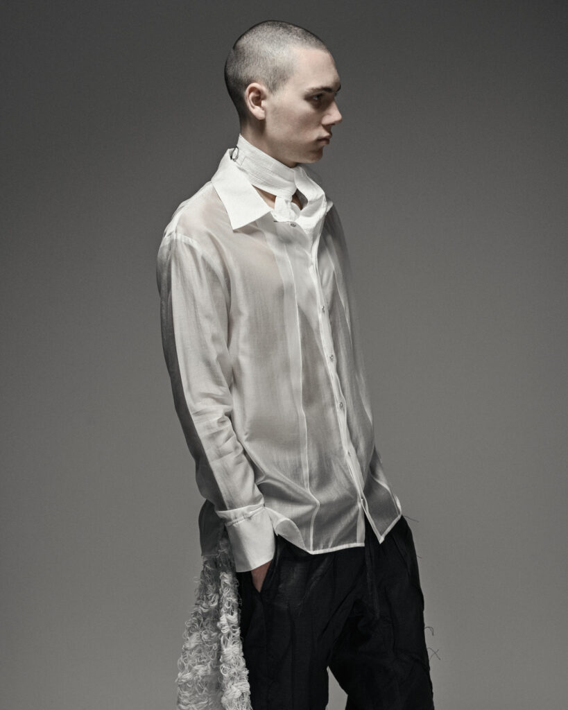 Radiant White Bone Collar Shirt - MINOAR.COM